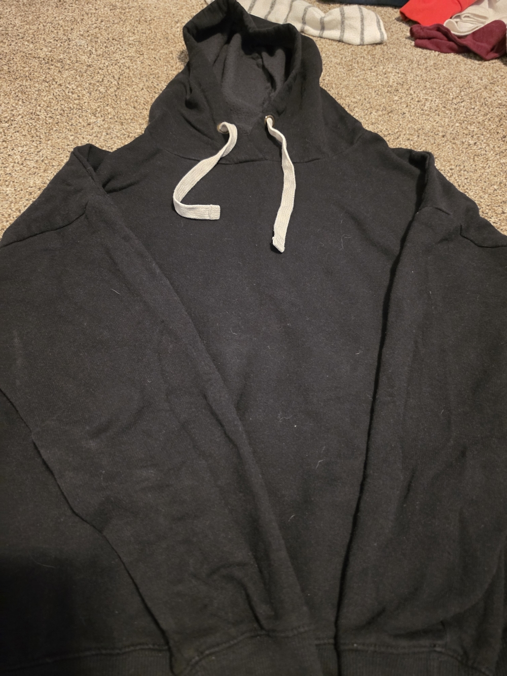 Buffalo David Bitton Black Crewneck Sweatshirt with Cream Drawstrings
